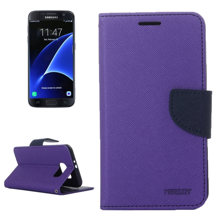 For Galaxy S7 / G930 Cross Texture Leather Case with Holder & Card Slots & Wallet