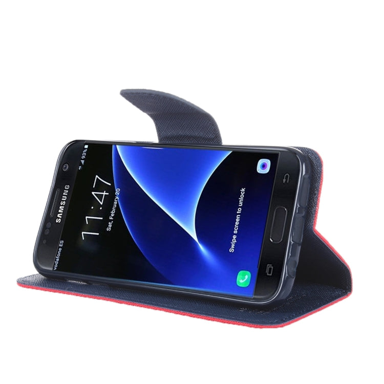 For Galaxy S7 / G930 Cross Texture Leather Case with Holder & Card Slots & Wallet