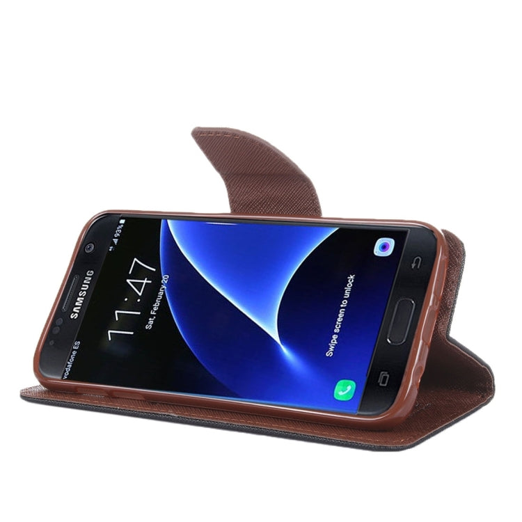 For Galaxy S7 / G930 Cross Texture Leather Case with Holder & Card Slots & Wallet