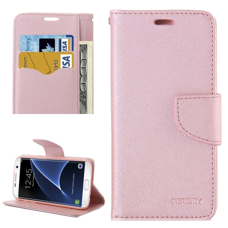 For Galaxy S7 Edge/ G935 Cross Texture Leather Case with Holder & Card Slots & Wallet