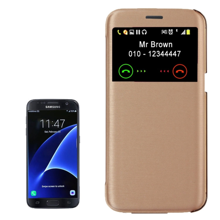 For Galaxy S7 / G930 Horizontal Flip Leather Case with Call Display ID