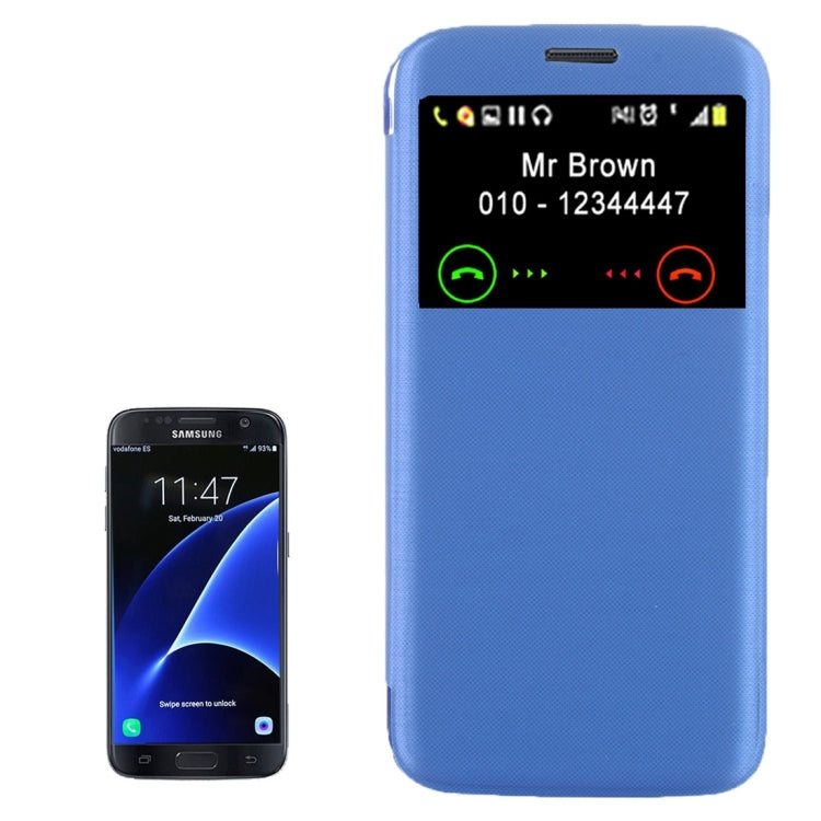 For Galaxy S7 / G930 Horizontal Flip Leather Case with Call Display ID