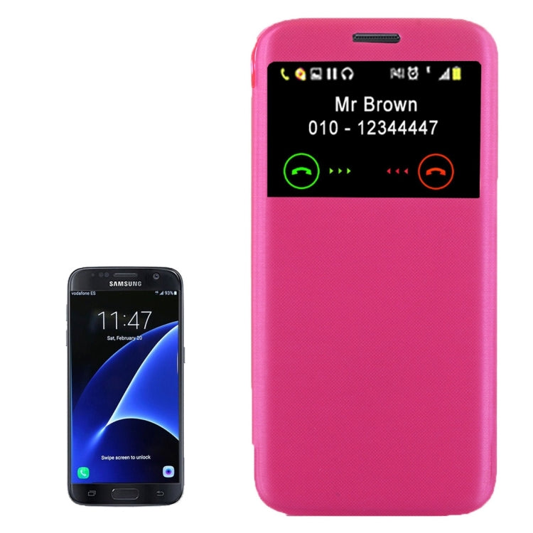 For Galaxy S7 / G930 Horizontal Flip Leather Case with Call Display ID