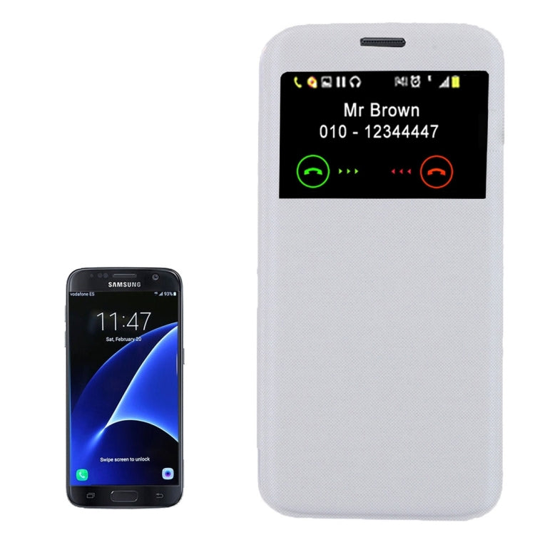 For Galaxy S7 / G930 Horizontal Flip Leather Case with Call Display ID