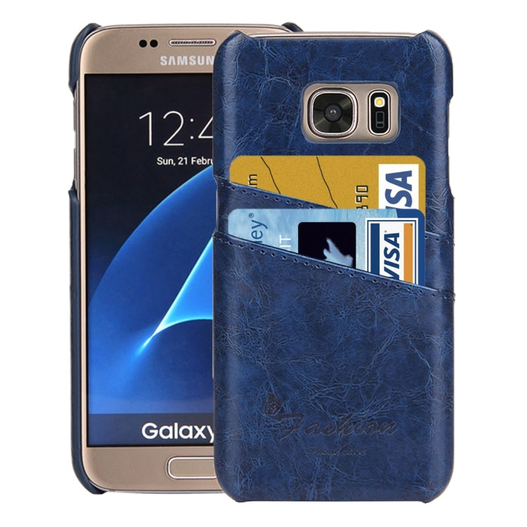 For Galaxy S7 / G930 Oil Wax Texture Leather Back Cover Case with Card Slots