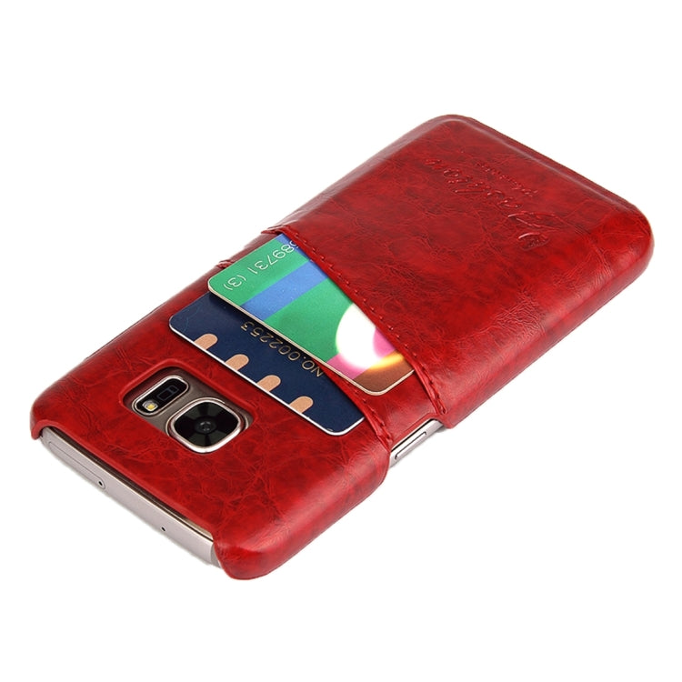 For Galaxy S7 / G930 Oil Wax Texture Leather Back Cover Case with Card Slots
