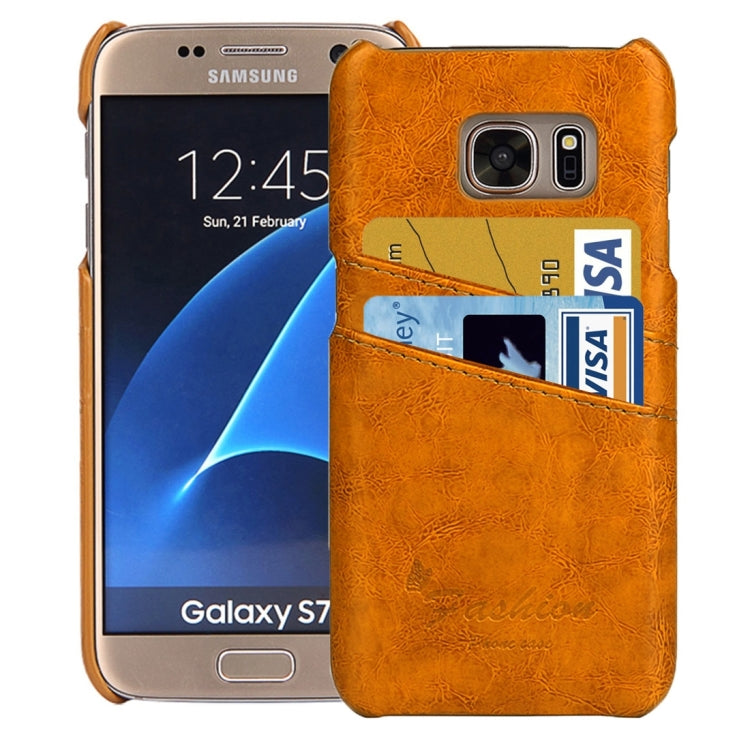For Galaxy S7 / G930 Oil Wax Texture Leather Back Cover Case with Card Slots