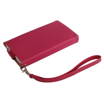 Wallet Style Litchi Texture Leather Case with Credit Card Slot & Lanyard for Galaxy S IV / i9500(Magenta)