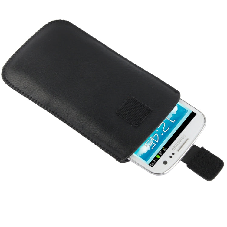 Leather Case Pocket Pouch Sleeve Bag with Pull Up Tab for Galaxy S IV / i9500 / i9300 / i9295 (Black)