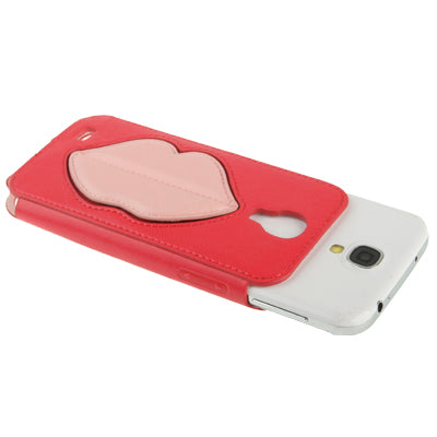 Monroe Lips Pattern Vertical Style Leather Case with Holder for Galaxy S IV / i9500 (Red)
