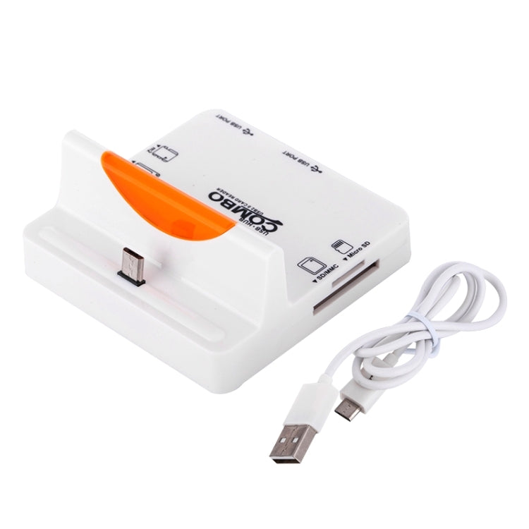 DZ-885 Multi Function Micro USB Smart Dock Holder 2-Port USB 2.0 OTG Combo HUB TF / SD / MMC / MS / M2 Card Reader for Galaxy S5 / Note 5 / Note 4 / Note III / Android Phone