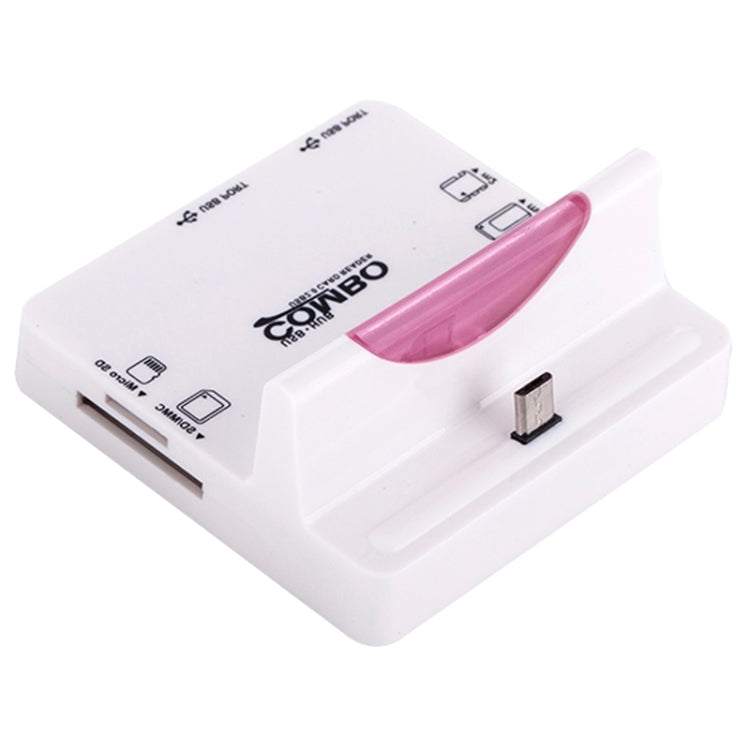 DZ-885 Multi Function Micro USB Smart Dock Holder 2-Port USB 2.0 OTG Combo HUB TF / SD / MMC / MS / M2 Card Reader for Galaxy S5 / Note 5 / Note 4 / Note III / Android Phone