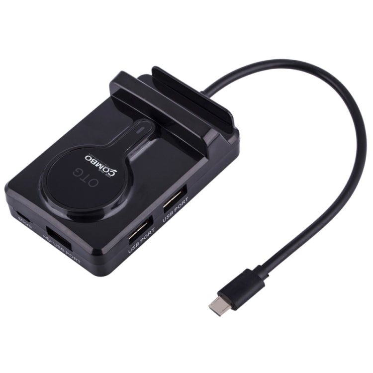 DZ-901 OTG Smart Multi Function Combo Holder TF / SD / MMC Card Reader USB HUB for Galaxy S5 / Note 5 / Note 4 / Note III / Android Phone(Black)