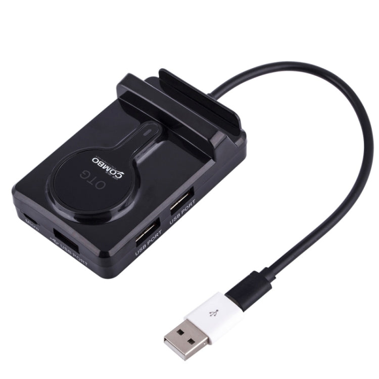 DZ-901 OTG Smart Multi Function Combo Holder TF / SD / MMC Card Reader USB HUB for Galaxy S5 / Note 5 / Note 4 / Note III / Android Phone(Black)