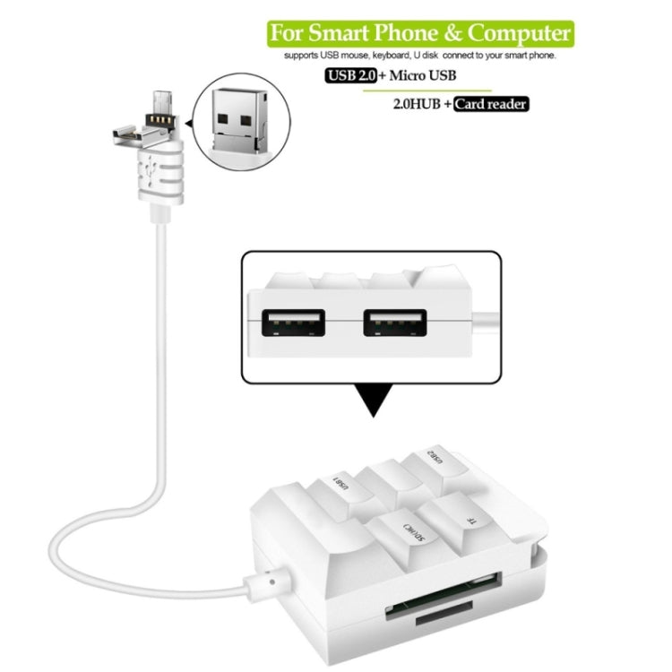 K619 2 in 1 Micro USB OTG HUB SD(HC)/TF Smart Card Reader 2 Ports USB HUB for Galaxy S6 / S5 / Note 5 / Note 4 / Note III / Android Phone