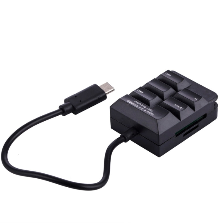 T-633 USB-C 3.1 / Type-C 2 Ports USB HUB SD(HC) / TF Card Reader