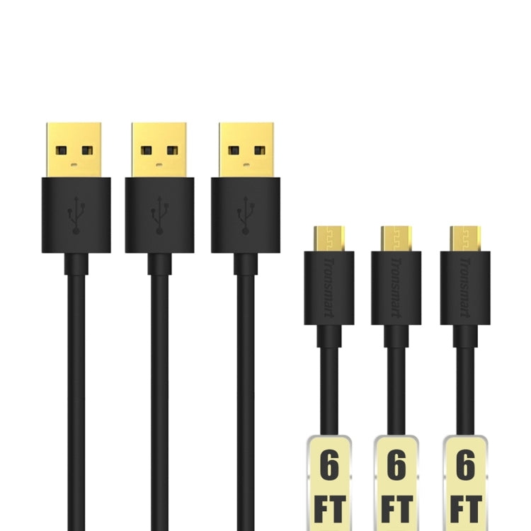 3 PCS Tronsmart High Speed 1.8M(6 ft) Gold-Plated Micro USB to USB 2.0 Data 0Sync Cable for Galaxy S7/ S6 / S6 Edge / S6 Edge+ / Note 5 Edge, HTC, Sony, Huawei, Xiaomi, etc(Black)