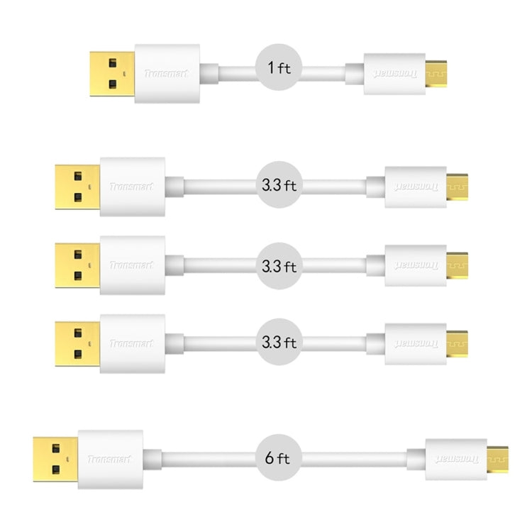 5 PCS Tronsmart High Speed Gold-Plated Micro USB to USB 2.0 Data Sync Cable for Galaxy S7/ S6 / S6 Edge / S6 Edge+ / Note 5 Edge, HTC, Sony, Huawei, Xiaomi, etc, 3 x 1M(3.3 ft) + 1 x 1.8M(6 ft) + 1 x 0.3M(1 ft)