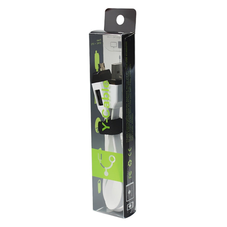 OTG-Y-01 USB 2.0 Male to Micro USB Male + USB Female OTG Charging Data Cable for Android Phones / Tablets with OTG Function, Length: 30cm(White)