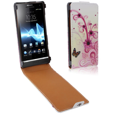 Vertical Style Flower Pattern Leather Case for Sony Xperia S LT26i