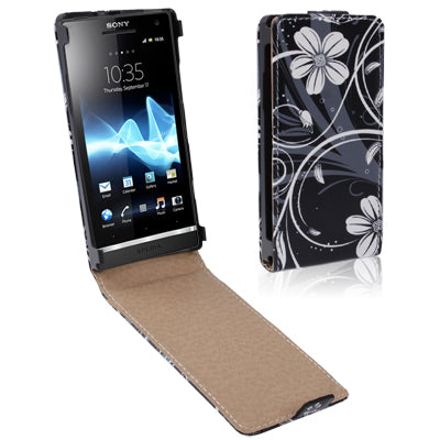 Vertical Style Abstract Flowers Pattern Leather Case for Sony Xperia S LT26i