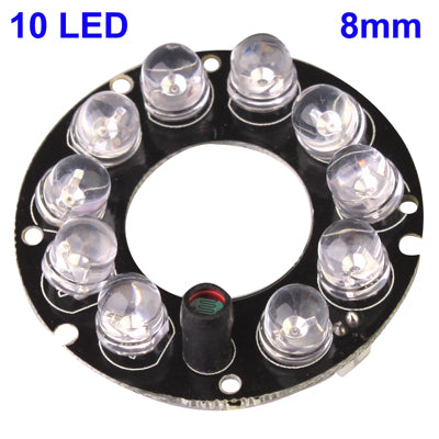 10 LED 8mm Infrared Lamp Board for CCD Camera, IR Distance: 20m