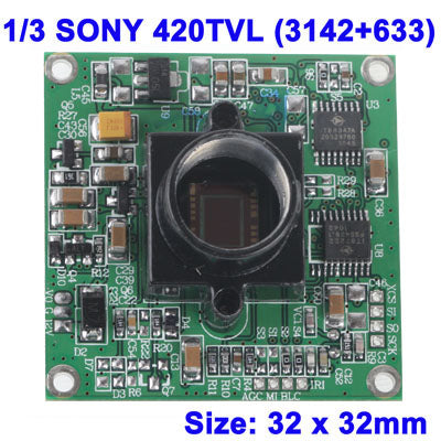 1/3 SONY 42OTVL (3142+633) Color CCD Board Camera, Low Lux, Size: 32 x 32mm