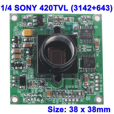 1/4 SONY 42OTVL (3142+643) Color CCD Board Camera, Low Lux, Size: 38 x 38mm