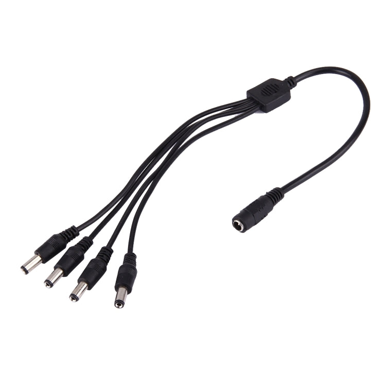1 Female to 4 Male Plug 5.5 x 2.1mm DC Power Cable(Black)