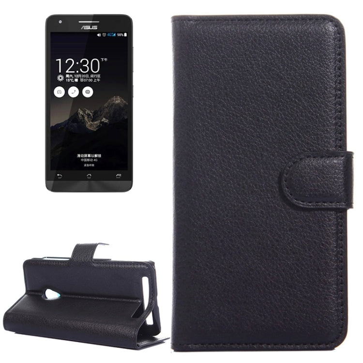 4.5Inch Litchi Texture Leather Case with Holder & Card Slots & Wallet for Asus ZenFone 4 / A450CG