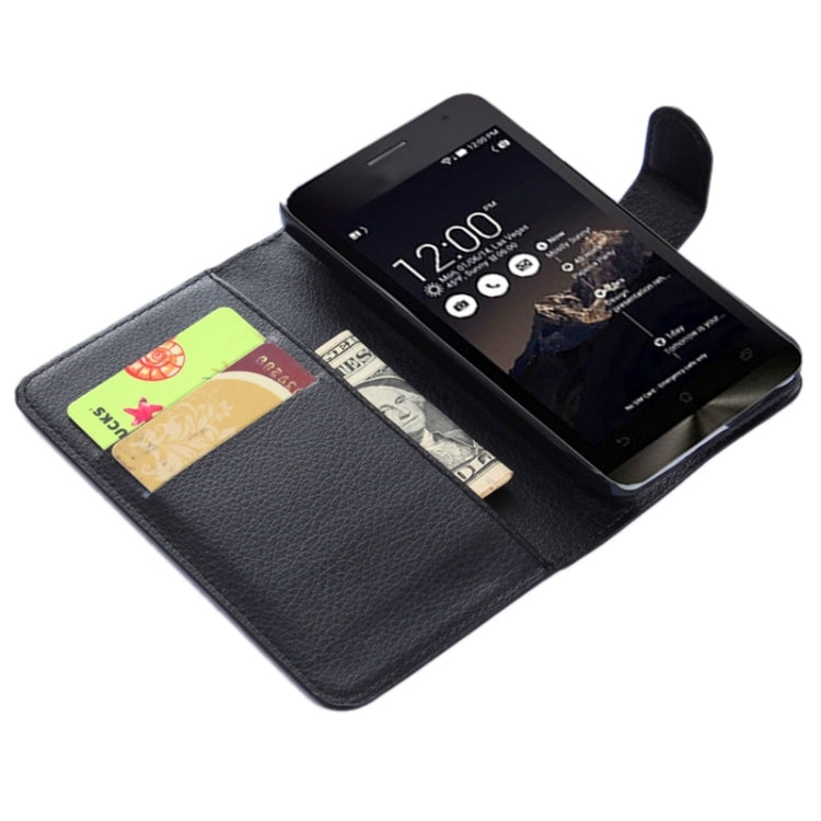 4.5Inch Litchi Texture Leather Case with Holder & Card Slots & Wallet for Asus ZenFone 4 / A450CG