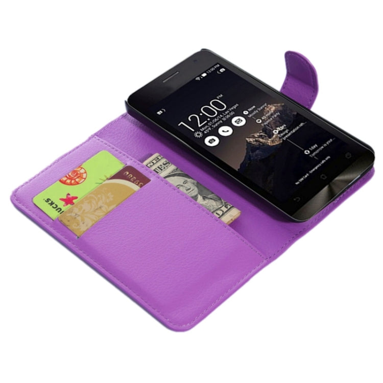 4.5Inch Litchi Texture Leather Case with Holder & Card Slots & Wallet for Asus ZenFone 4 / A450CG