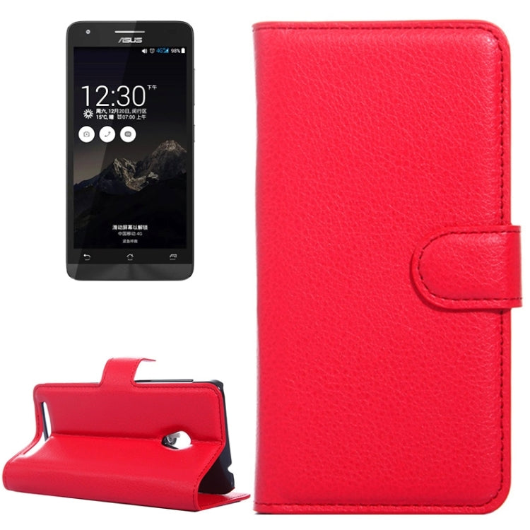 4.5Inch Litchi Texture Leather Case with Holder & Card Slots & Wallet for Asus ZenFone 4 / A450CG