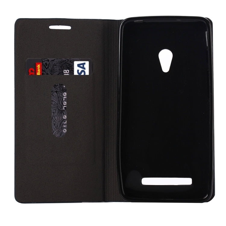 Horizontal Flip Canvas Leather Case with Card Slot & Holder for ASUS ZenFone 5