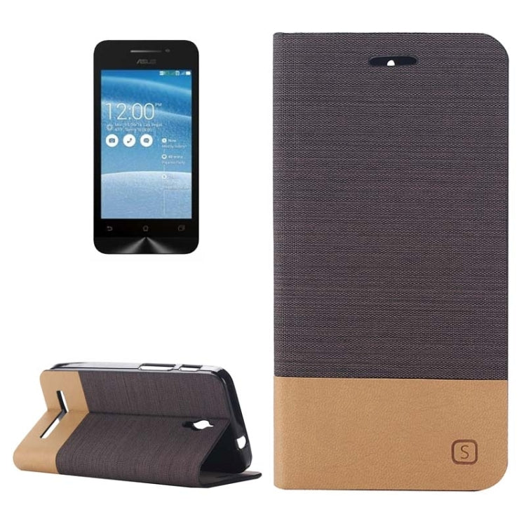 Horizontal Flip Canvas Leather Case with Card Slot & Holder for ASUS ZenFone C