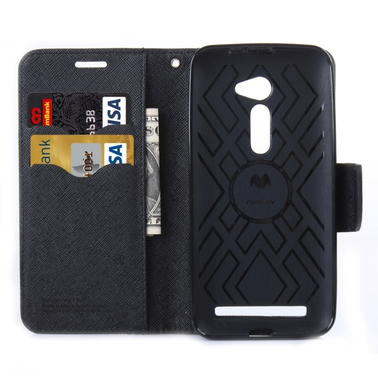 MERCURY Cross Texture Contrast Color Style Leather Case with Holder & Card Slots & Wallet for Asus ZenFone 2 / ZE500CL