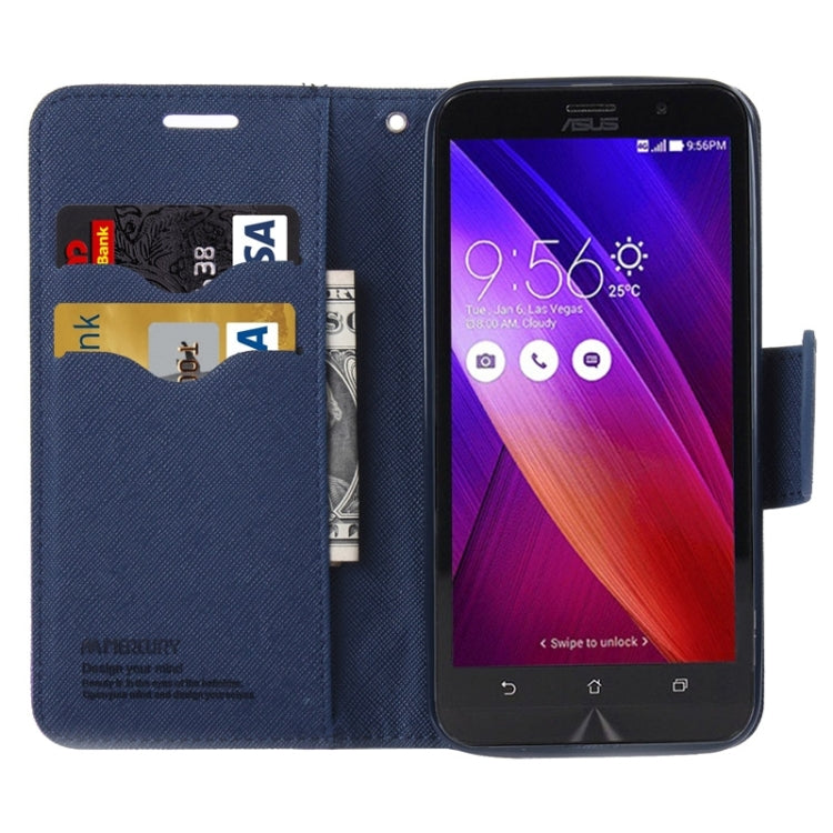 MERCURY Cross Texture Contrast Color Style Leather Case with Holder & Card Slots & Wallet for Asus ZenFone 2 / ZE500CL