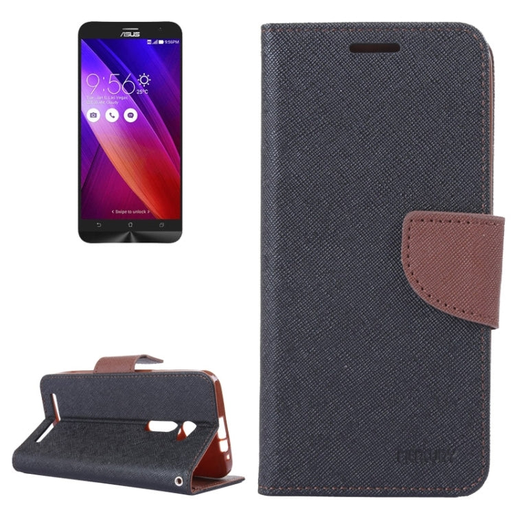 MERCURY Cross Texture Contrast Color Style Leather Case with Holder & Card Slots & Wallet for Asus ZenFone 2 / ZE500CL