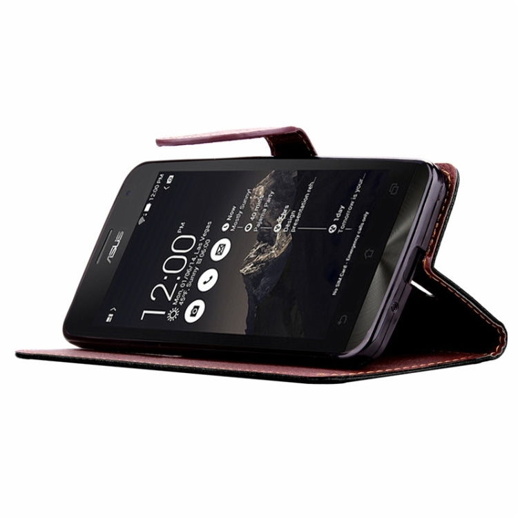 Leaf Magnetic Snap Litchi Texture Flip Leather Case with Card Slots & Wallet & Holder & Lanyard for ASUS Zenfone 5 / A500CG / A501CG / A500KL / A502CG