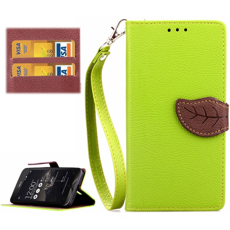 Leaf Magnetic Snap Litchi Texture Flip Leather Case with Card Slots & Wallet & Holder & Lanyard for ASUS Zenfone 5 / A500CG / A501CG / A500KL / A502CG