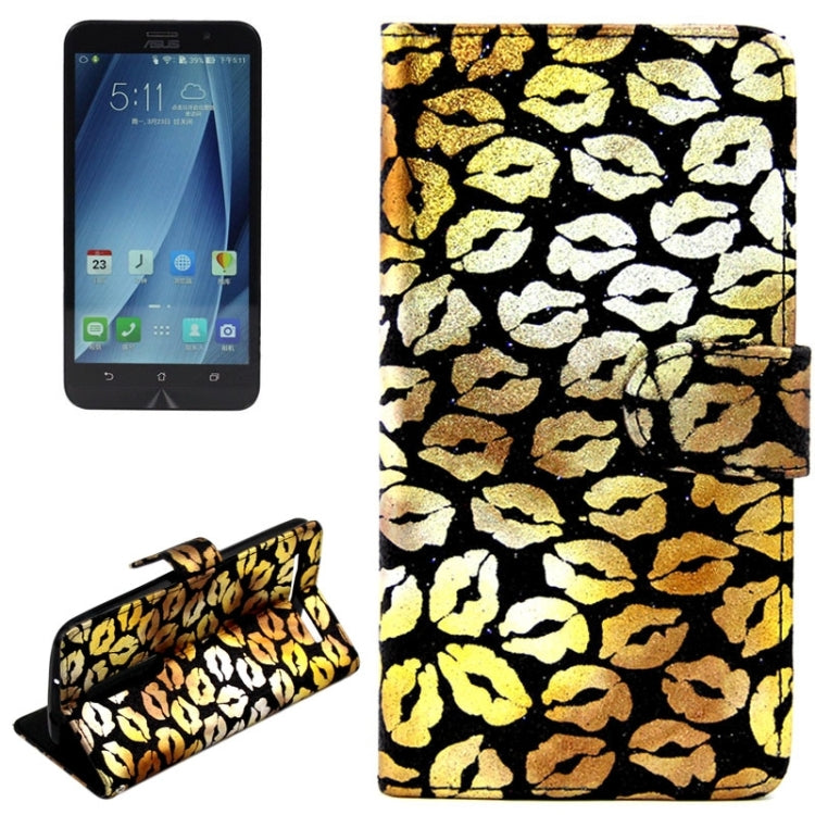 5.5 Inch Lips Pattern Leather Case with Holder & Card Slots & Wallet for Asus Zenfone 2 / ZE550ML / ZE551ML