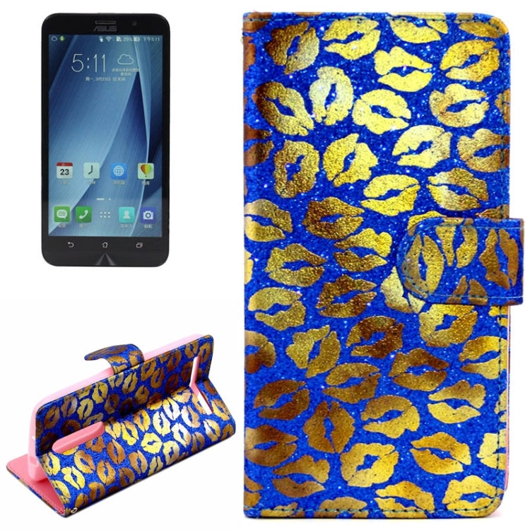 5.5 Inch Lips Pattern Leather Case with Holder & Card Slots & Wallet for Asus Zenfone 2 / ZE550ML / ZE551ML
