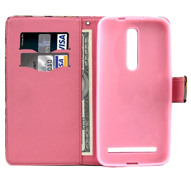 5.5 Inch Lips Pattern Leather Case with Holder & Card Slots & Wallet for Asus Zenfone 2 / ZE550ML / ZE551ML