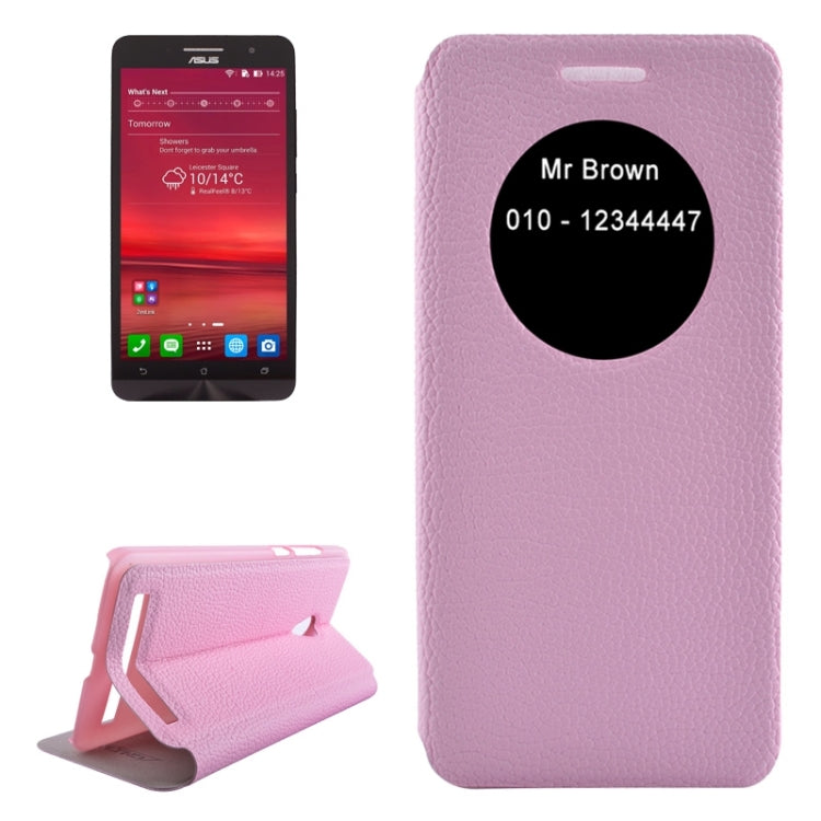 Horizontal Flip Litchi Texture Leather Case with Holder & Caller ID Display for ASUS ZenFone 6