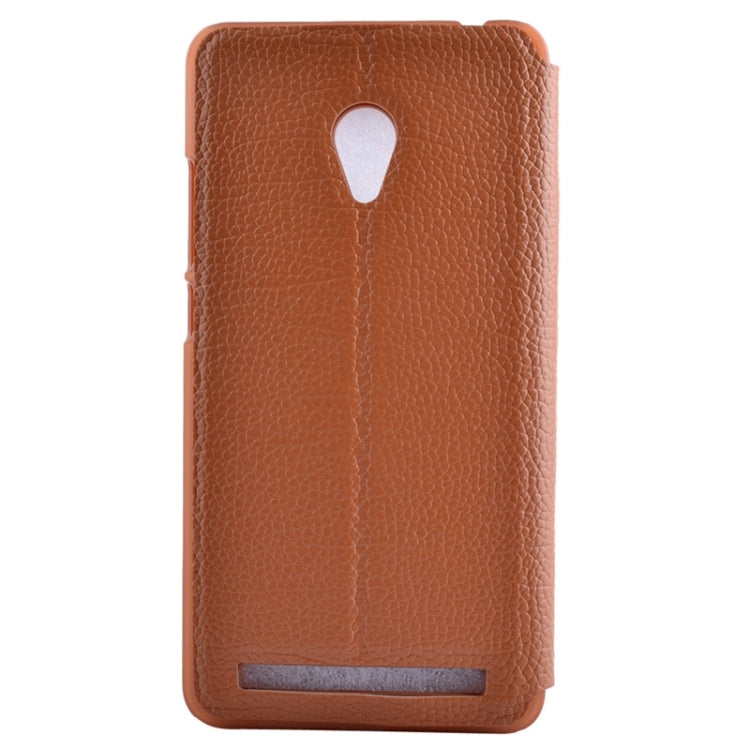 Horizontal Flip Litchi Texture Leather Case with Holder & Caller ID Display for ASUS ZenFone 6