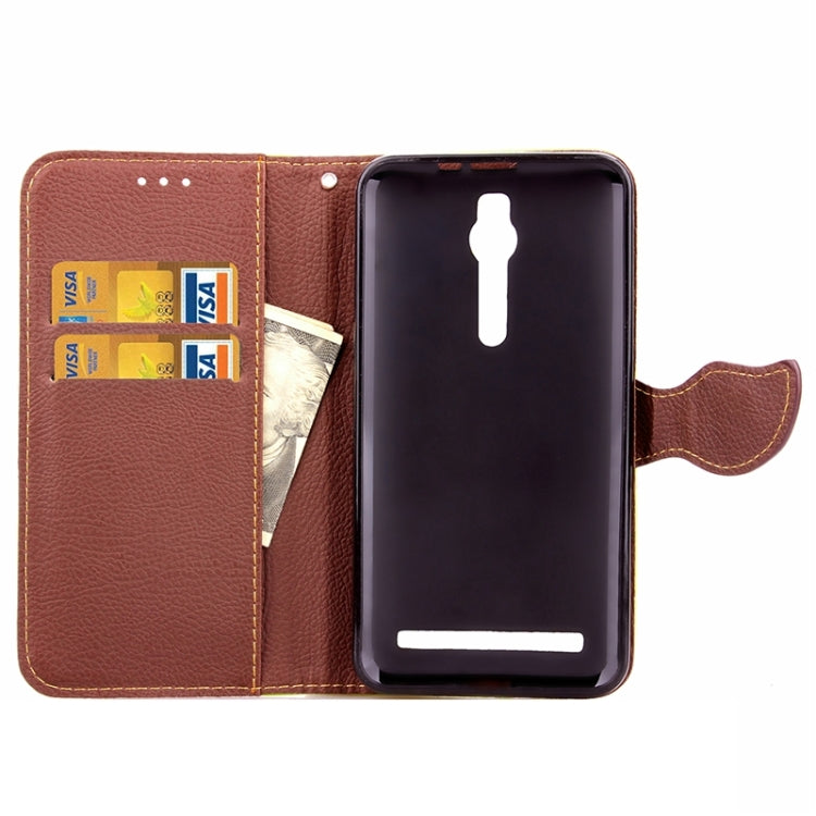 Leaf Magnetic Snap Litchi Texture Horizontal Flip Leather Case with Card Slots & Wallet & Holder & Lanyard for Asus Zenfone 2 ZE550ML / ZE551ML