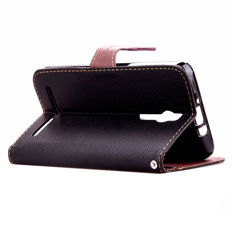 Leaf Magnetic Snap Litchi Texture Horizontal Flip Leather Case with Card Slots & Wallet & Holder & Lanyard for Asus Zenfone 2 ZE550ML / ZE551ML