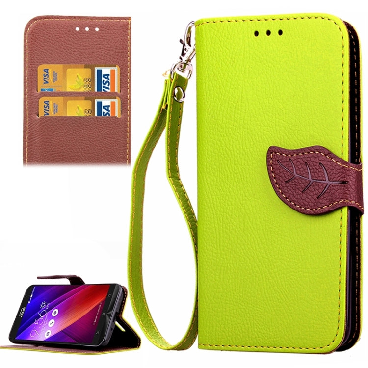Leaf Magnetic Snap Litchi Texture Horizontal Flip Leather Case with Card Slots & Wallet & Holder & Lanyard for Asus Zenfone 2 ZE550ML / ZE551ML