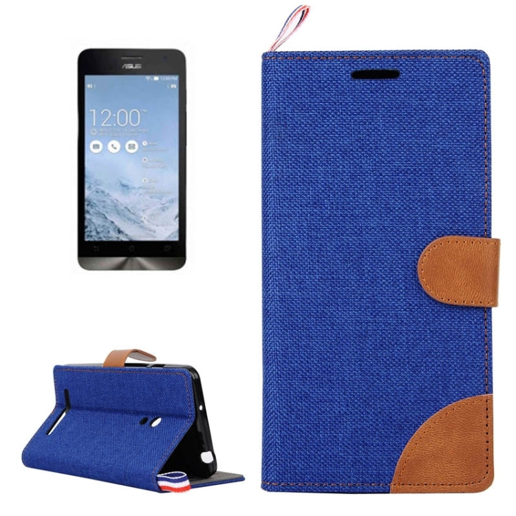 Denim Texture Horizontal Flip Leather Case with Card Slots & Holder & Lanyard for ASUS Zenfone 5 / A500CG / A501CG / A500KL / A502CG