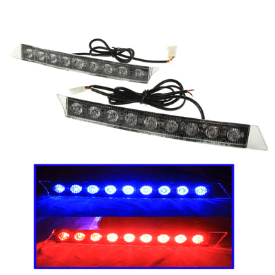 Blue + Red 2 x 9 LED Caution Light, DC 12V